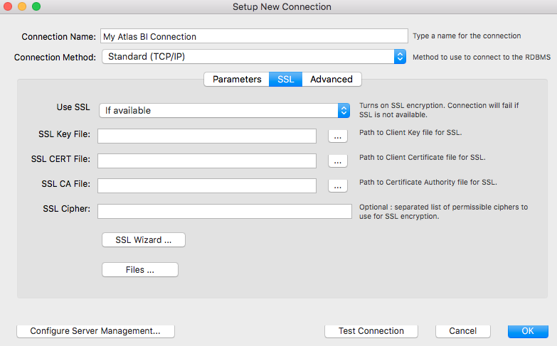 Screenshot of the SSL settings.