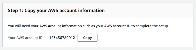 The prompt to copy your AWS account ID in EventBridge