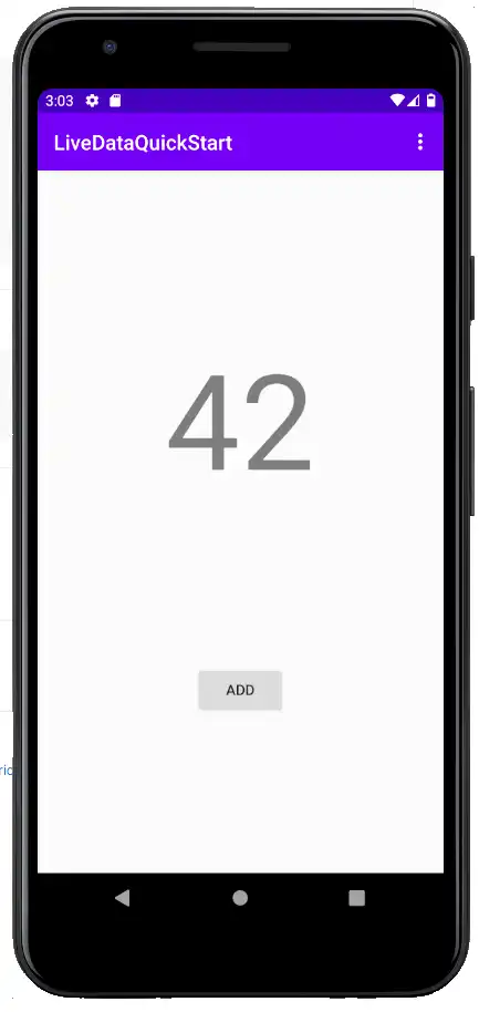 The LiveData QuickStart Counter app.